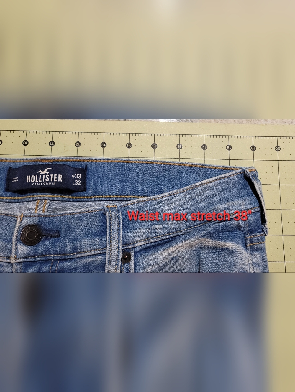 Hollister Super Skinny Epic Flex Men 33 x 32 Skinny Denim Blue Jeans Distressed - Picture 4 of 8